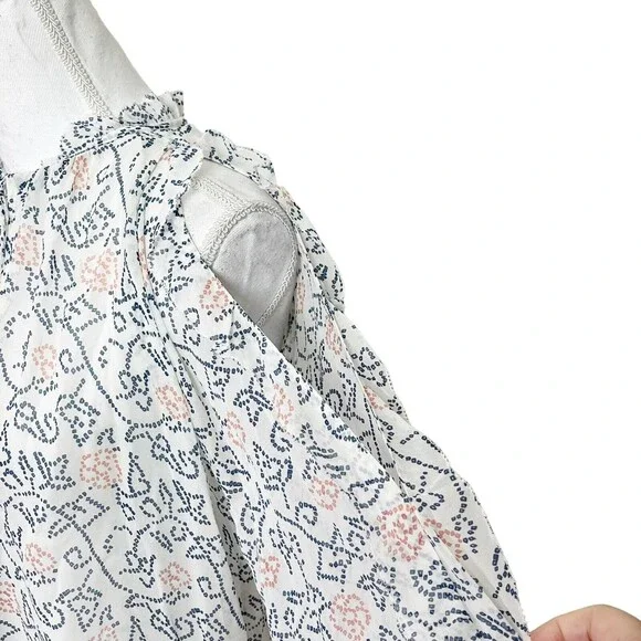 Ulla Johnson New Dunia Silk Blouse Women’s Size 0 Cold Shoulder Floral Ruffle